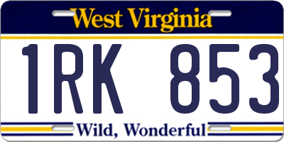 WV license plate 1RK853