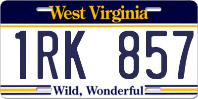 WV license plate 1RK857