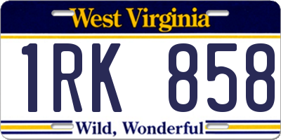 WV license plate 1RK858