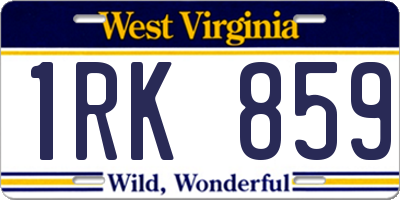 WV license plate 1RK859