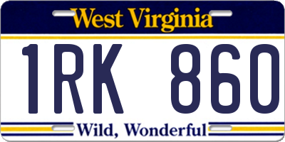 WV license plate 1RK860