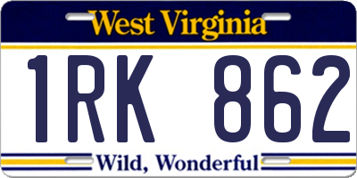 WV license plate 1RK862