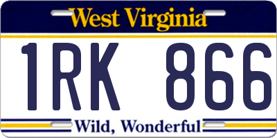 WV license plate 1RK866