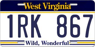 WV license plate 1RK867