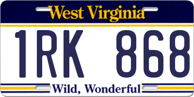 WV license plate 1RK868