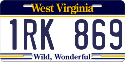 WV license plate 1RK869