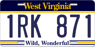WV license plate 1RK871