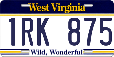 WV license plate 1RK875