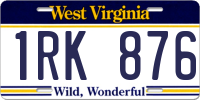WV license plate 1RK876