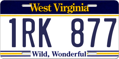WV license plate 1RK877