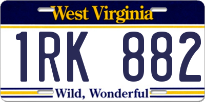 WV license plate 1RK882