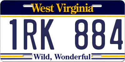 WV license plate 1RK884