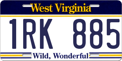WV license plate 1RK885