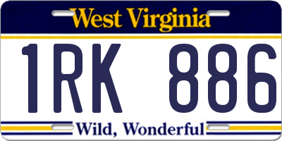 WV license plate 1RK886