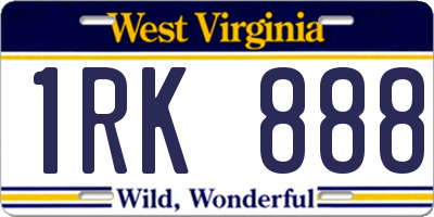 WV license plate 1RK888