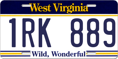WV license plate 1RK889