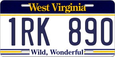 WV license plate 1RK890