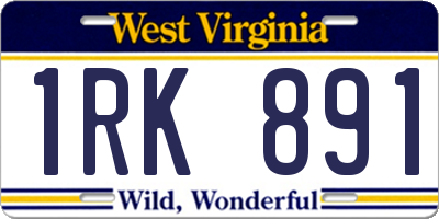 WV license plate 1RK891