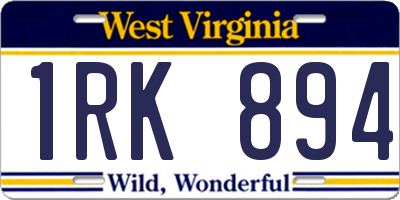 WV license plate 1RK894