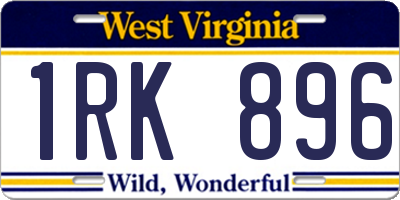 WV license plate 1RK896