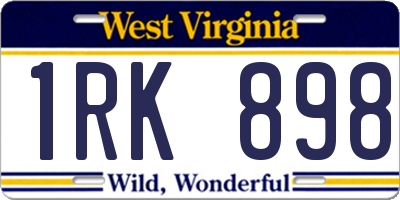 WV license plate 1RK898