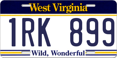 WV license plate 1RK899