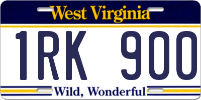 WV license plate 1RK900