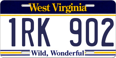 WV license plate 1RK902