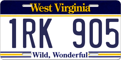 WV license plate 1RK905