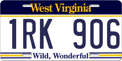 WV license plate 1RK906