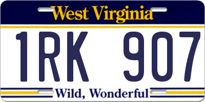 WV license plate 1RK907