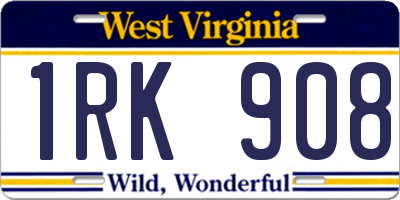 WV license plate 1RK908