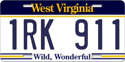 WV license plate 1RK911