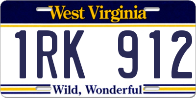 WV license plate 1RK912
