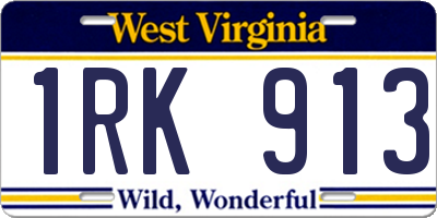 WV license plate 1RK913