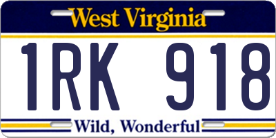 WV license plate 1RK918