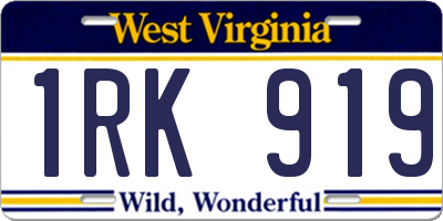 WV license plate 1RK919