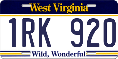 WV license plate 1RK920