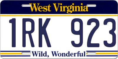 WV license plate 1RK923