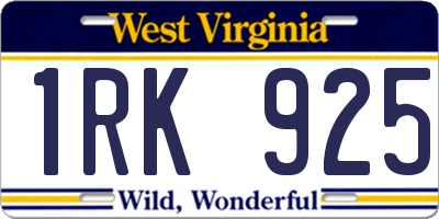 WV license plate 1RK925