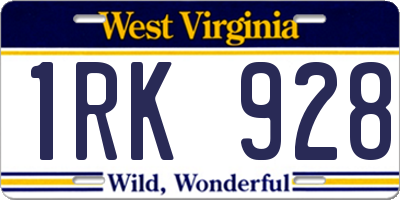 WV license plate 1RK928