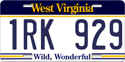 WV license plate 1RK929
