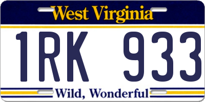 WV license plate 1RK933