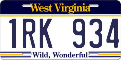 WV license plate 1RK934