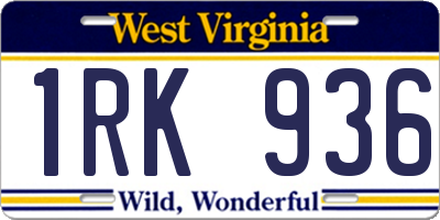 WV license plate 1RK936