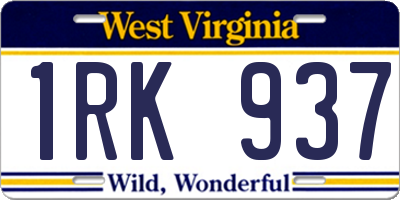 WV license plate 1RK937