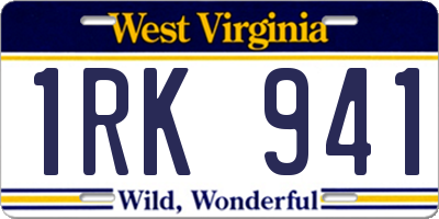 WV license plate 1RK941