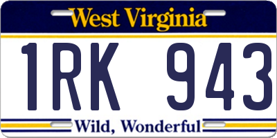 WV license plate 1RK943