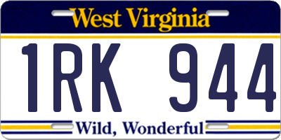 WV license plate 1RK944