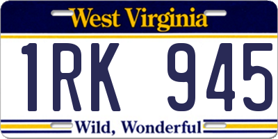 WV license plate 1RK945